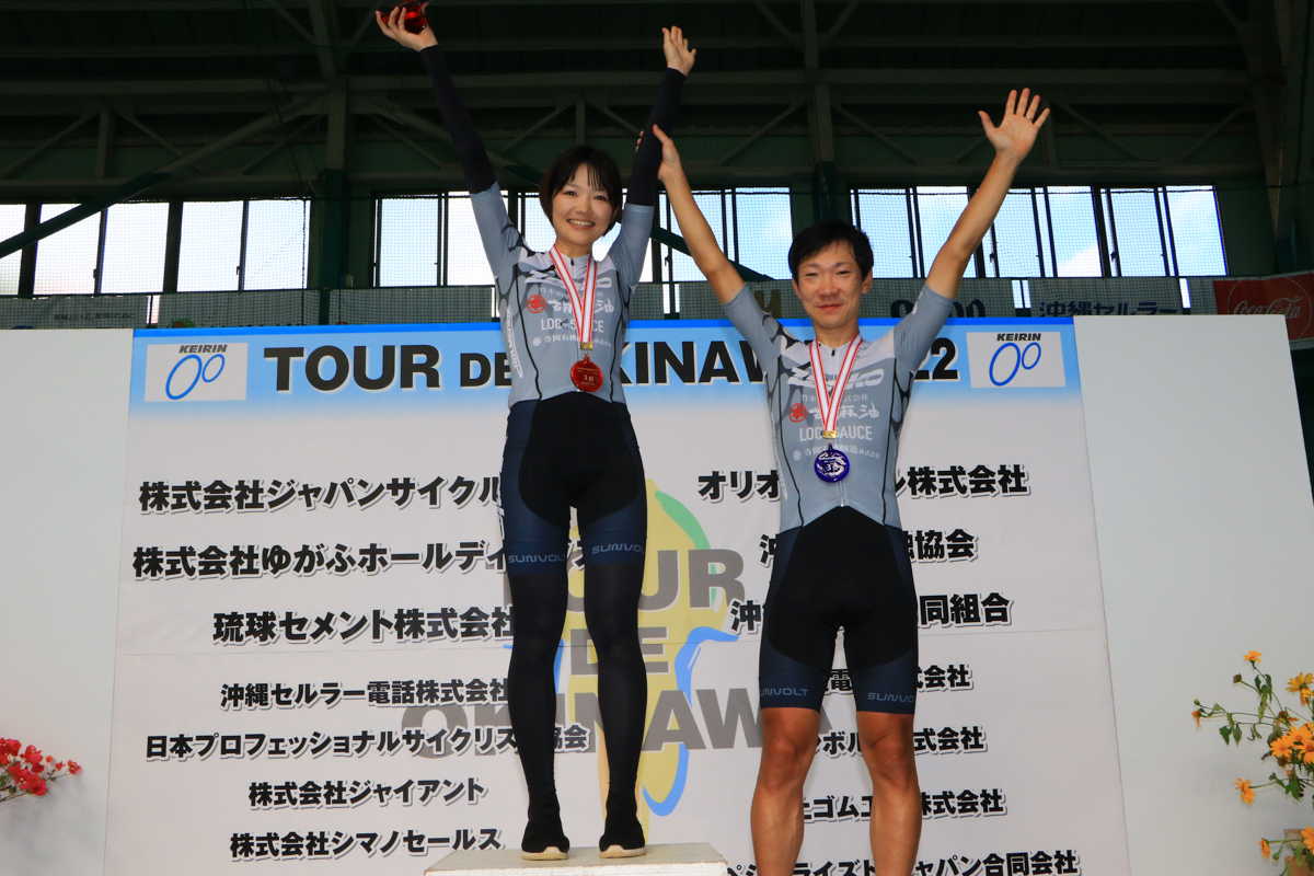市民50kmクラスで優勝した妻の芙美子さんと南広樹(TeamZenko)